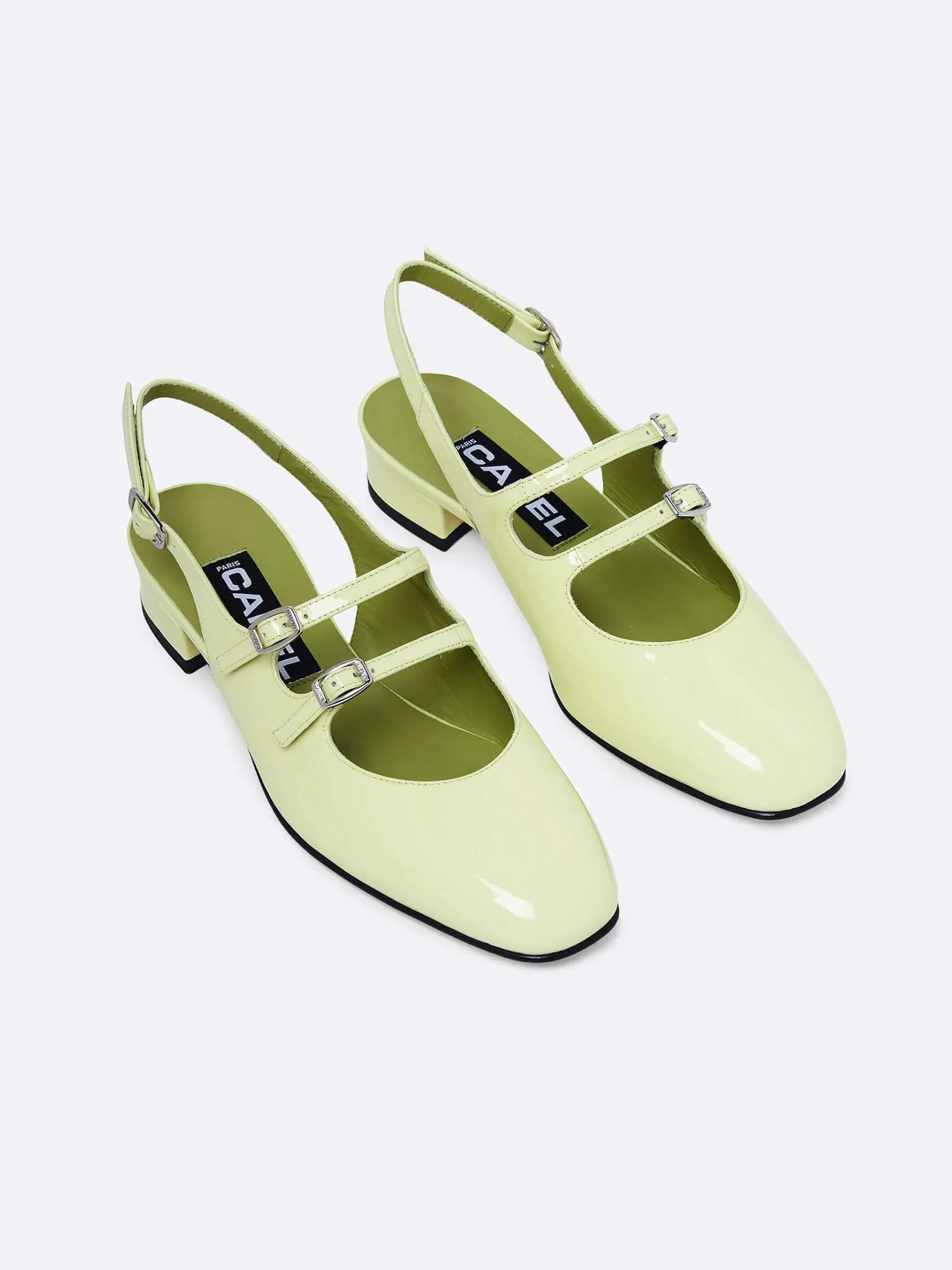 Lime Patent Leather Slingback Mary Janes-Carel Hot