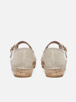 Natural And Black Linen Mary Janes Espadrilles-Carel Discount