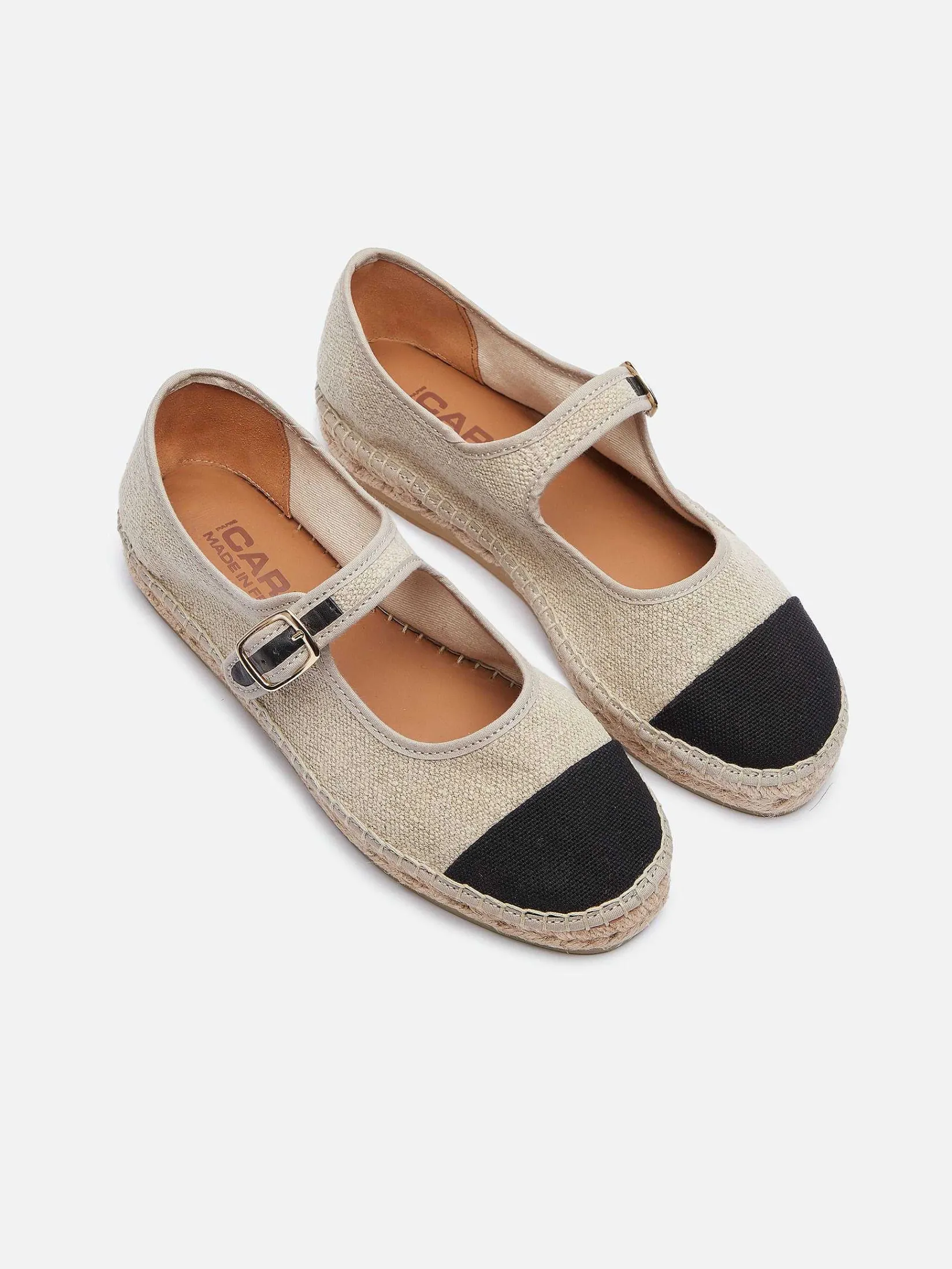 Natural And Black Linen Mary Janes Espadrilles-Carel Discount