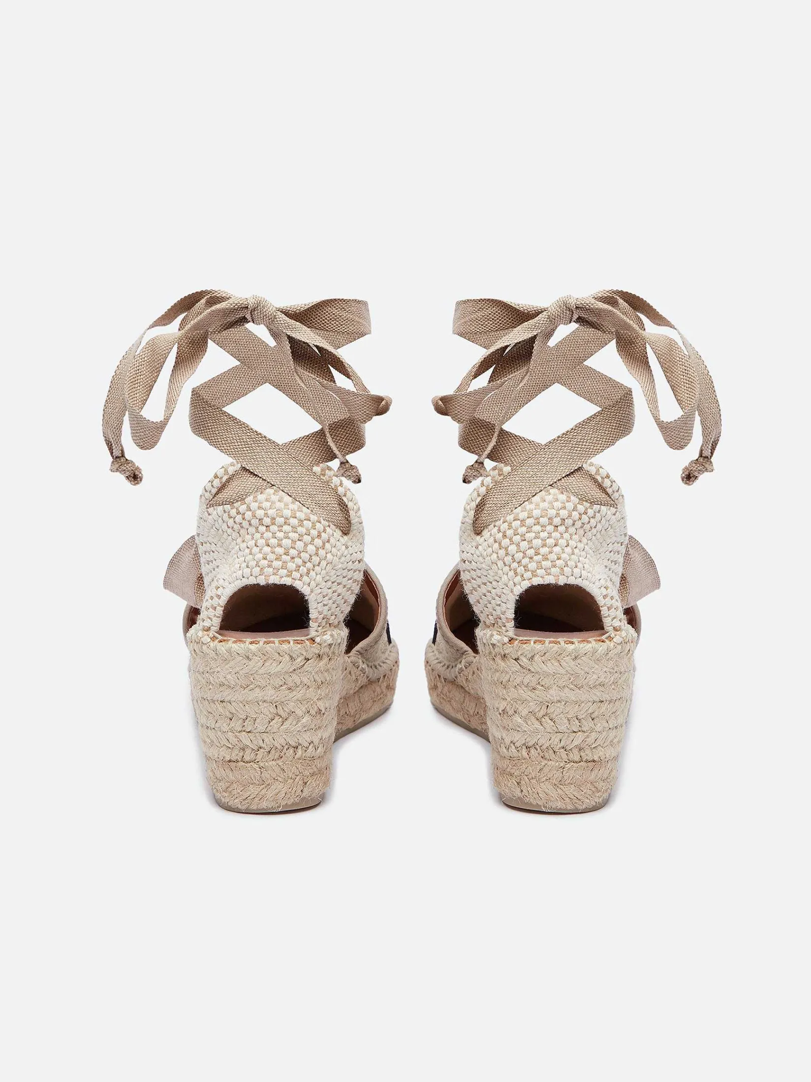 Natural And Black Linen Wedge Espadrilles-Carel Flash Sale