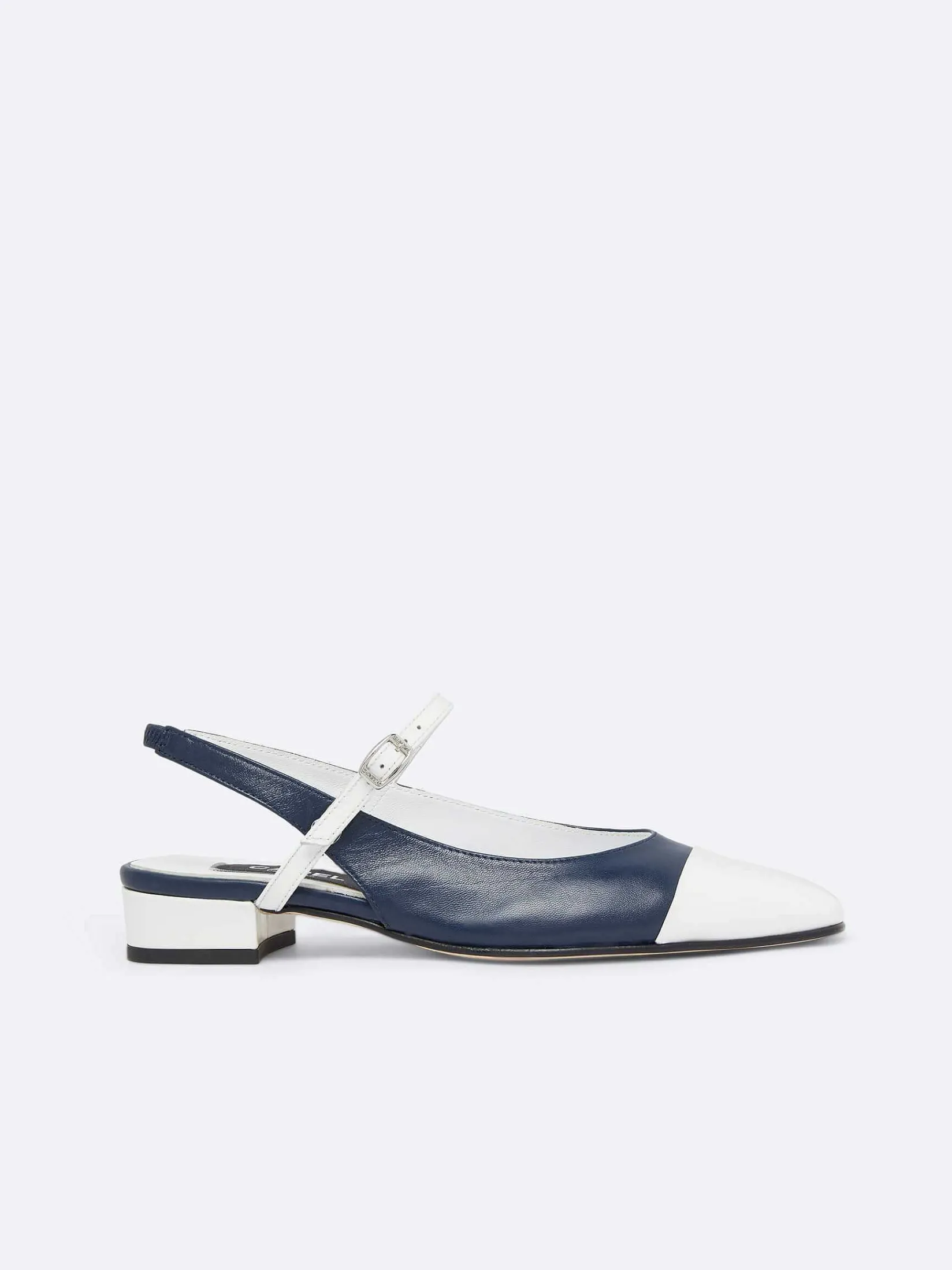 Navy Leather And White Patent Leather Slingback-Carel Discount