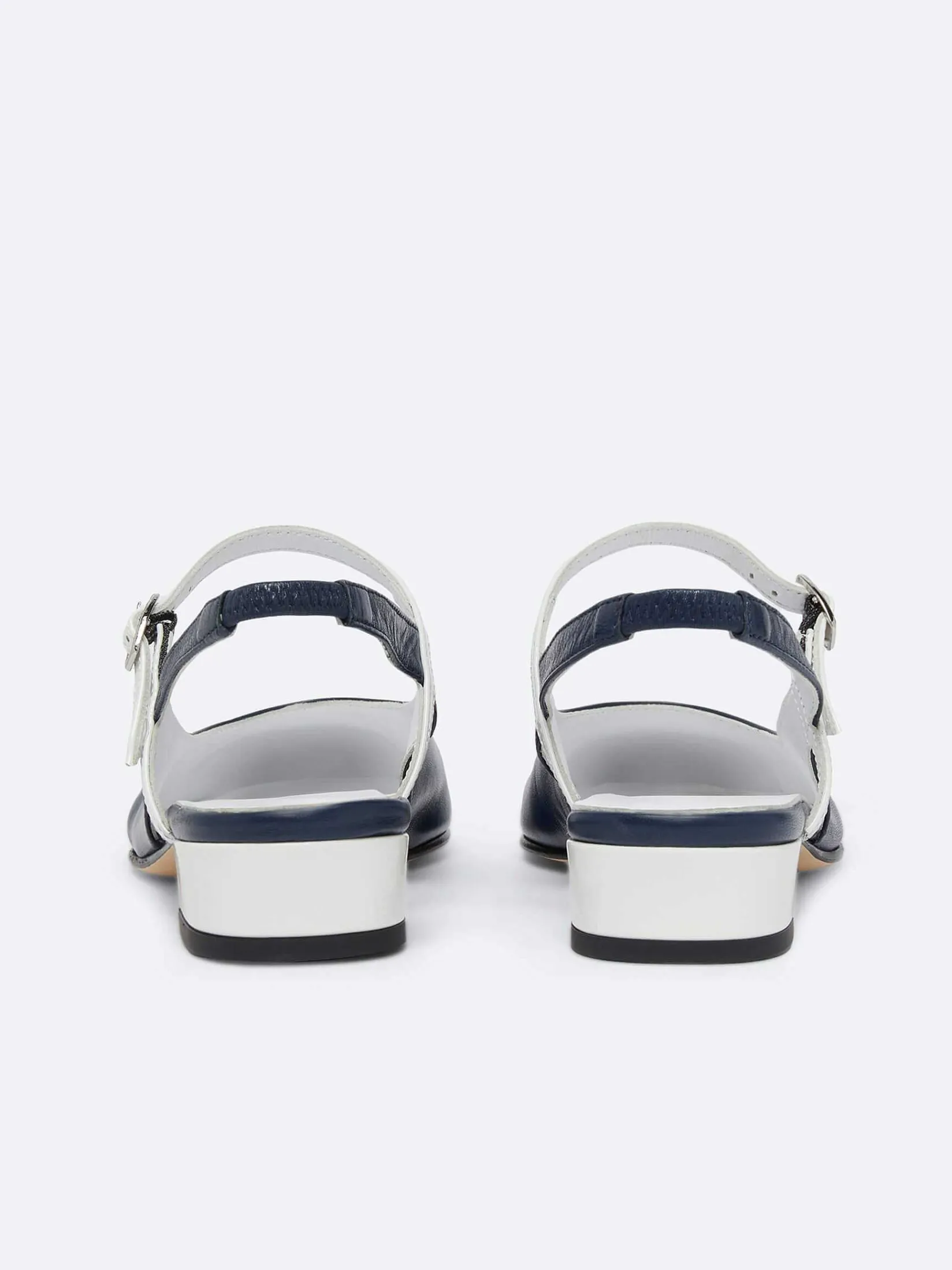 Navy Leather And White Patent Leather Slingback-Carel Discount