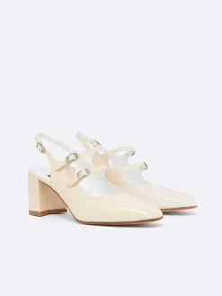 Nude Patent Leather Slingback Mary Janes-Carel Cheap