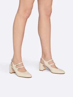 Nude Patent Leather Slingback Mary Janes-Carel Cheap