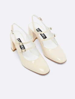 Nude Patent Leather Slingback Mary Janes-Carel Cheap