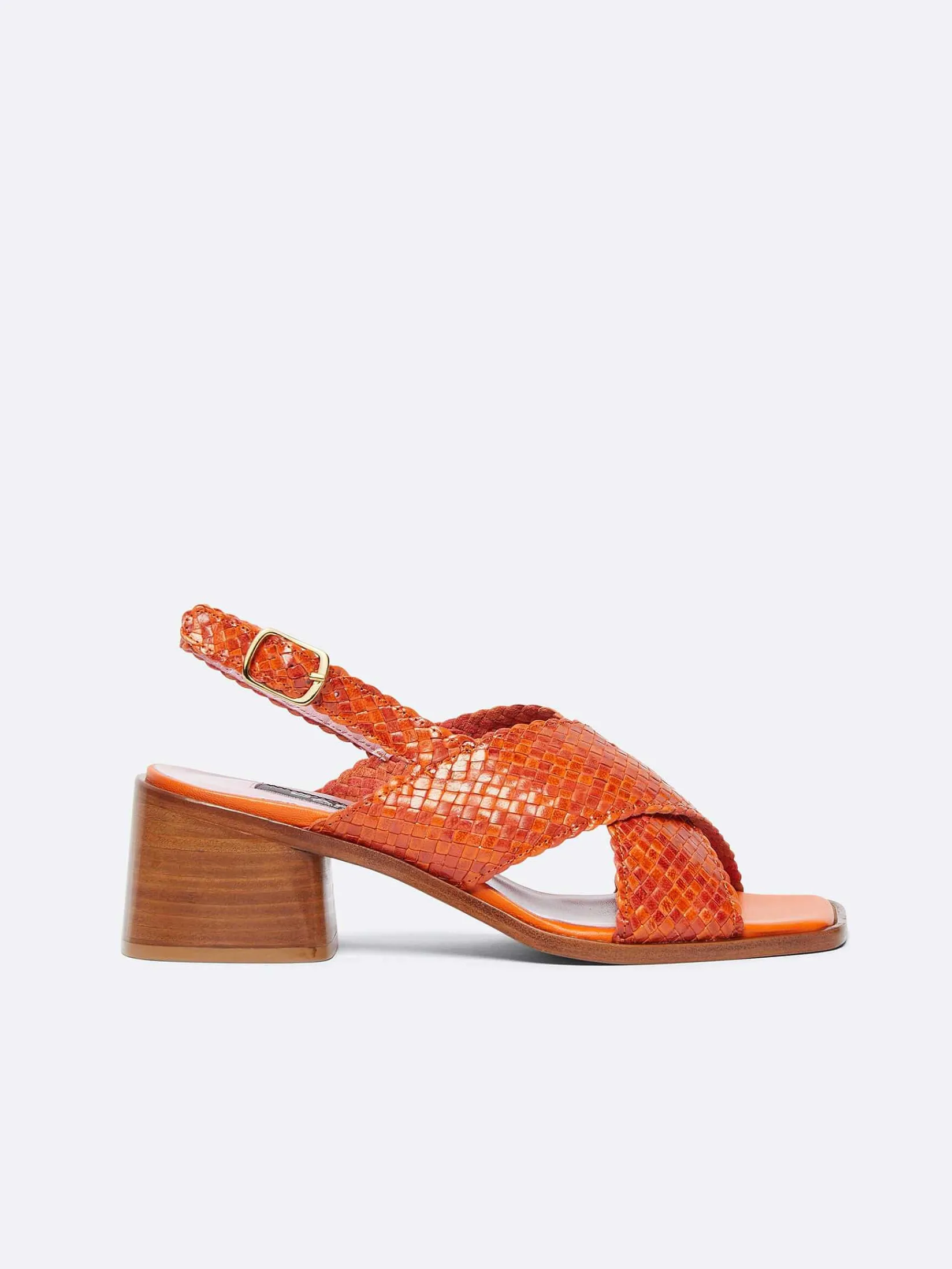 Orange Leather Woven Sandals-Carel Fashion