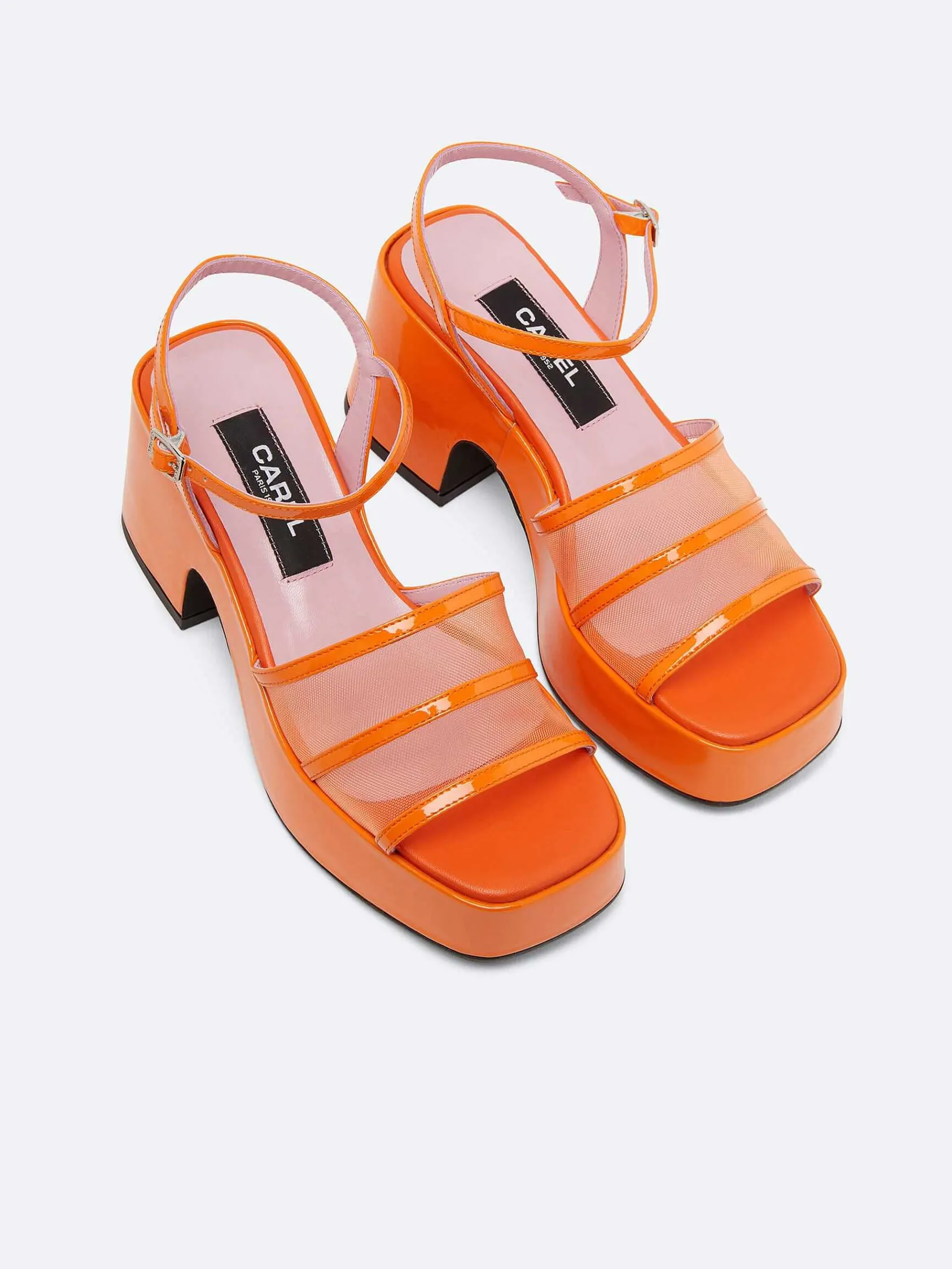 Orange Patent Leather And Mesh Sandals-Carel Best Sale