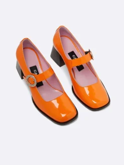 Orange Patent Leather Mary Janes Pumps-Carel Store