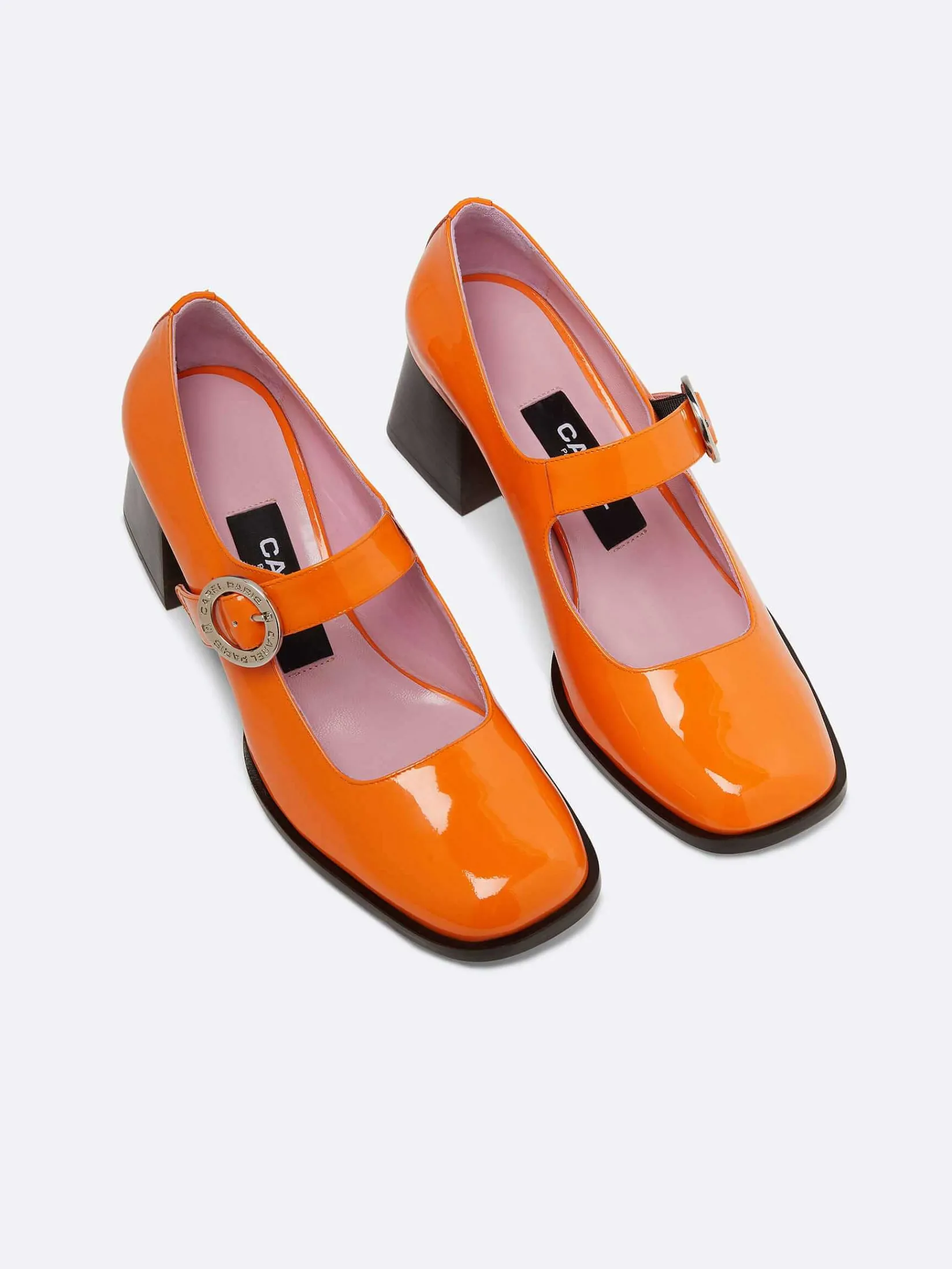 Orange Patent Leather Mary Janes Pumps-Carel Store