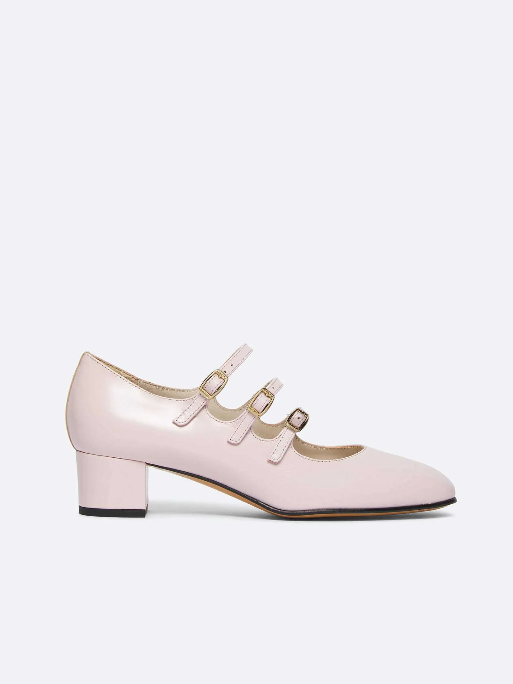 Pastel Pink Upcycled Leather Mary Janes Pumps-Carel Outlet