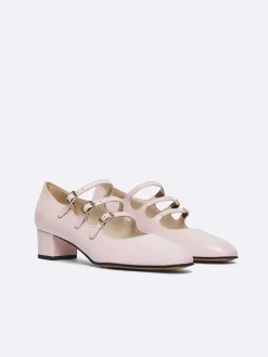 Pastel Pink Upcycled Leather Mary Janes Pumps-Carel Outlet