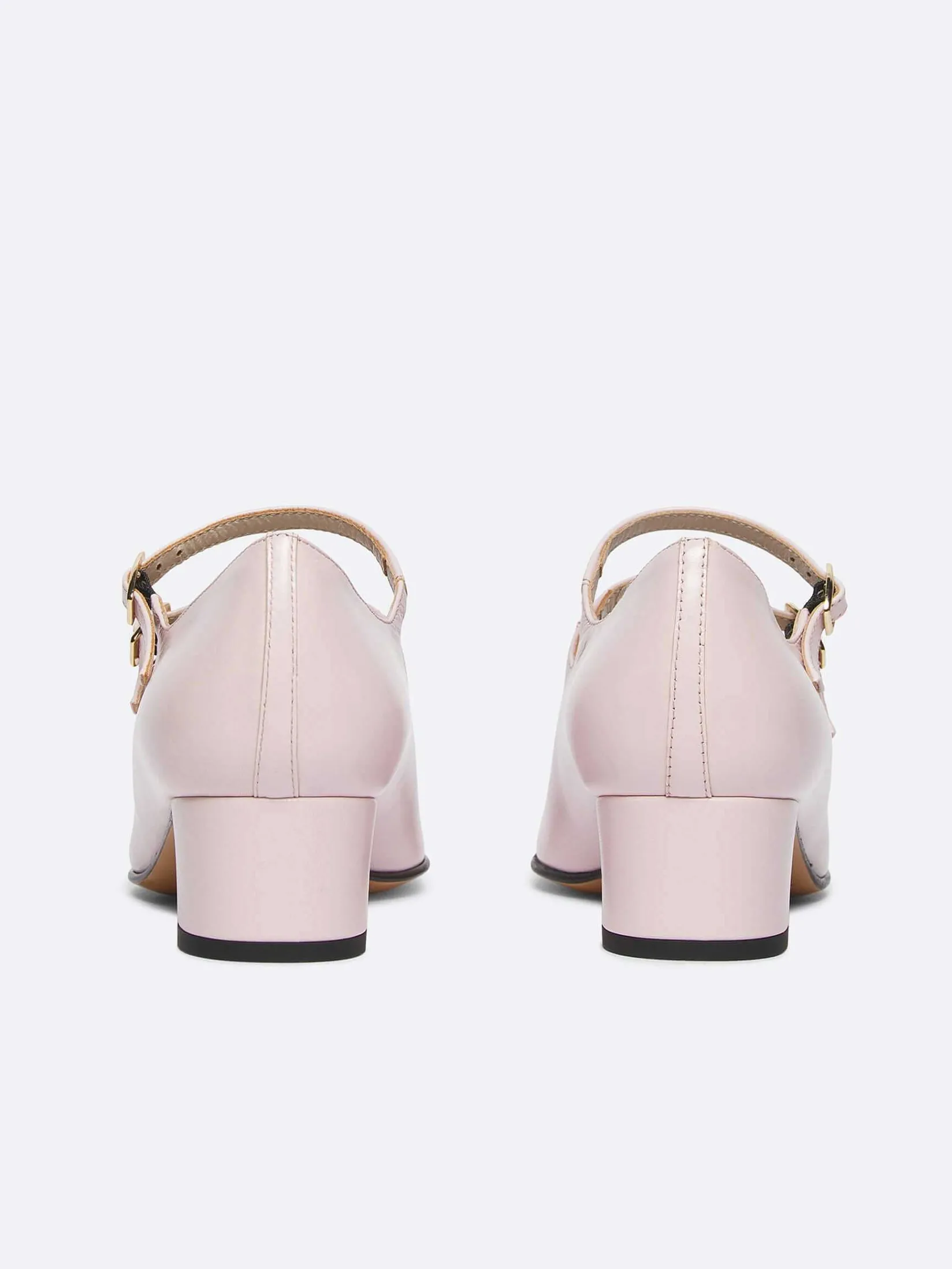 Pastel Pink Upcycled Leather Mary Janes Pumps-Carel Outlet