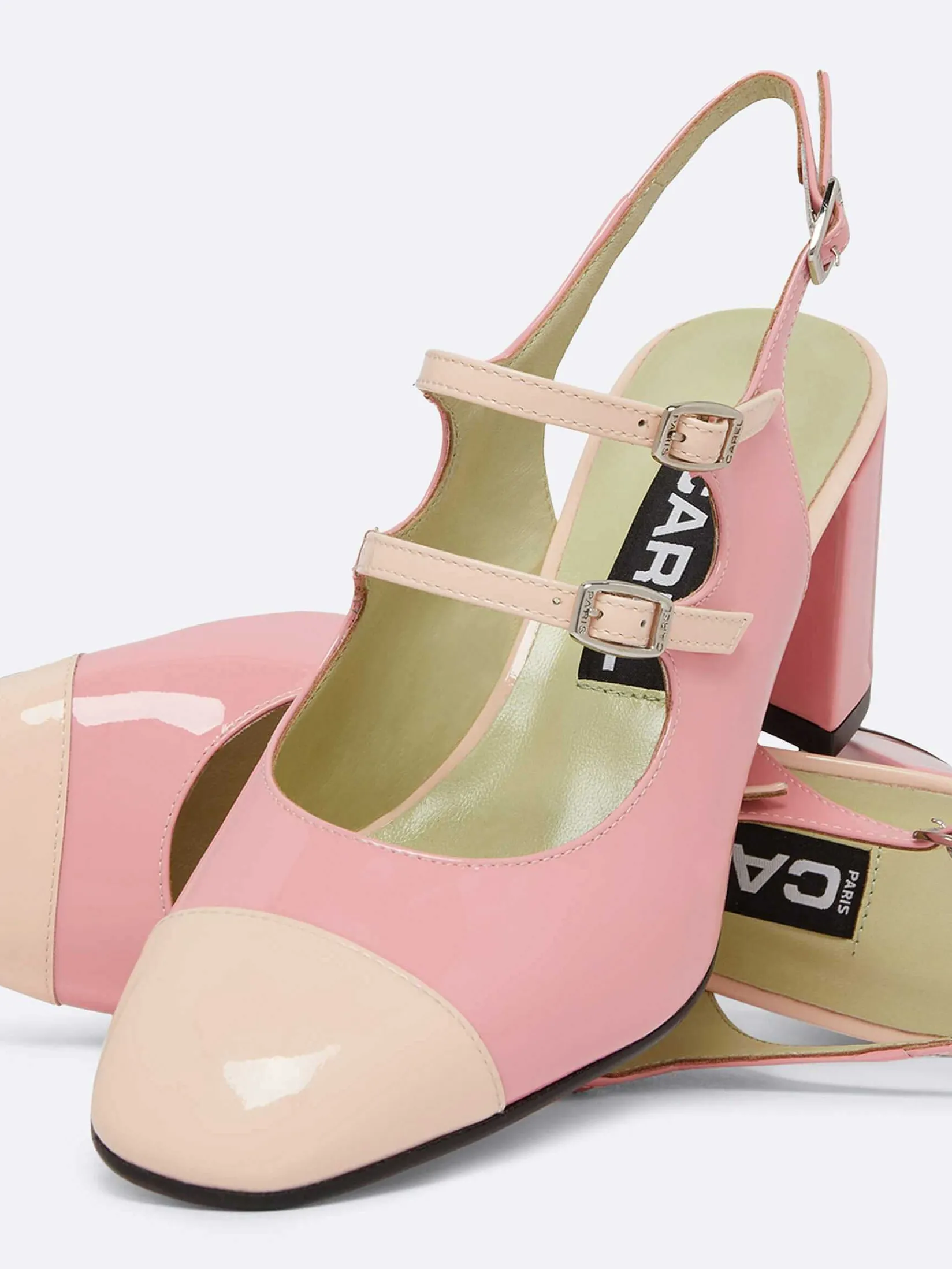 Pink And Nude Patent Leather Slingback Mary Janes-Carel Outlet