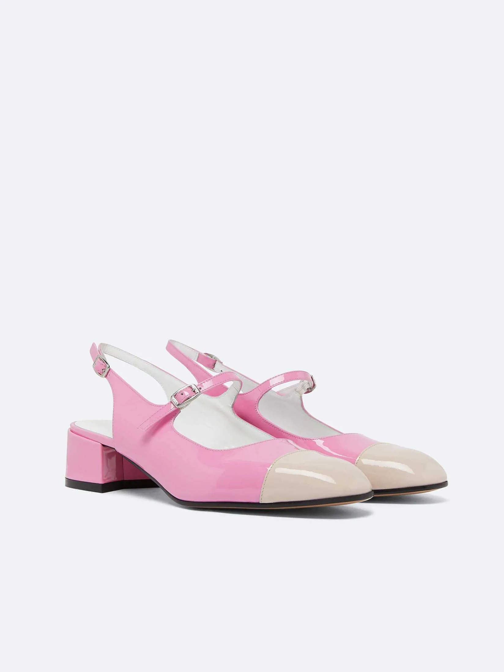 Pink And Nude Patent Upcycled Leather Slingback Mary Janes-Carel New
