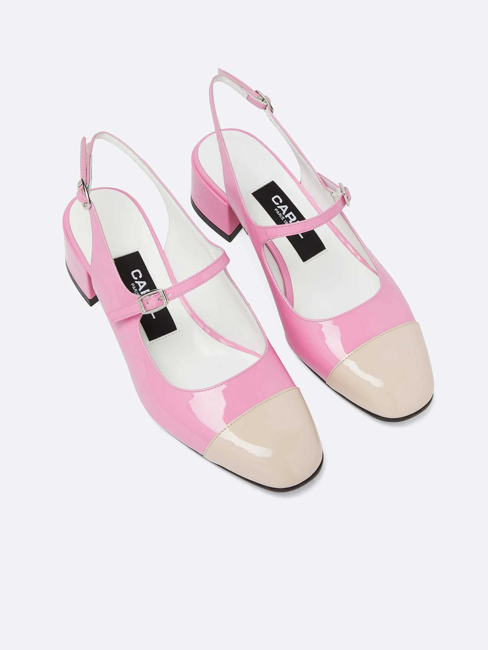 Pink And Nude Patent Upcycled Leather Slingback Mary Janes-Carel New