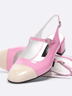 Pink And Nude Patent Upcycled Leather Slingback Mary Janes-Carel New