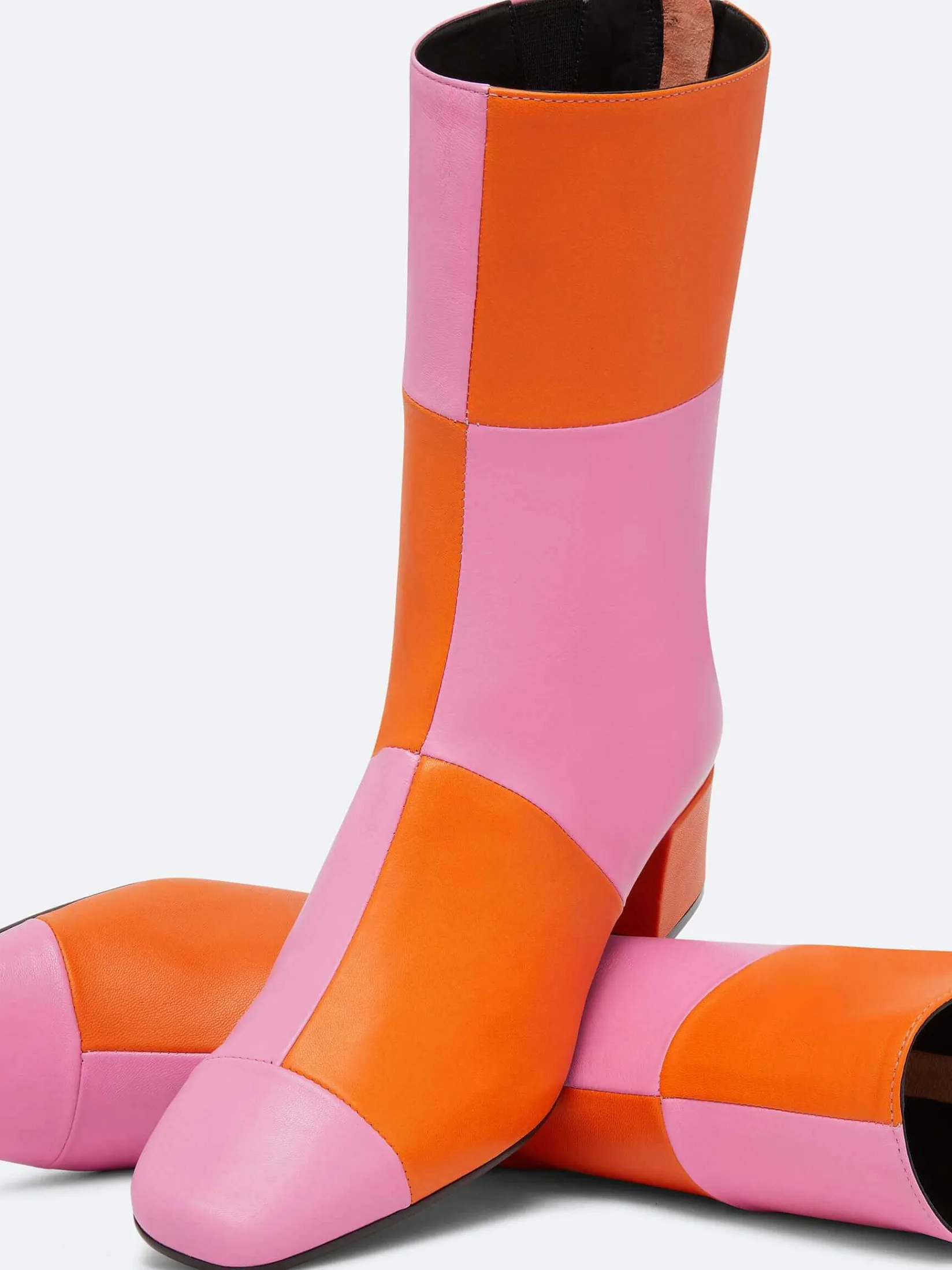 Pink And Orange Checkerboard Leather Ankle Boots-Carel Best Sale