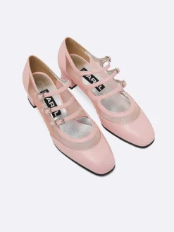 Pink Appleskin And Mesh Mary Janes Pumps-Carel Flash Sale
