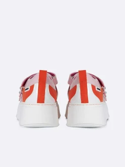 Pink, Orange And Ivory Eco Patent Sneakers-Carel Outlet