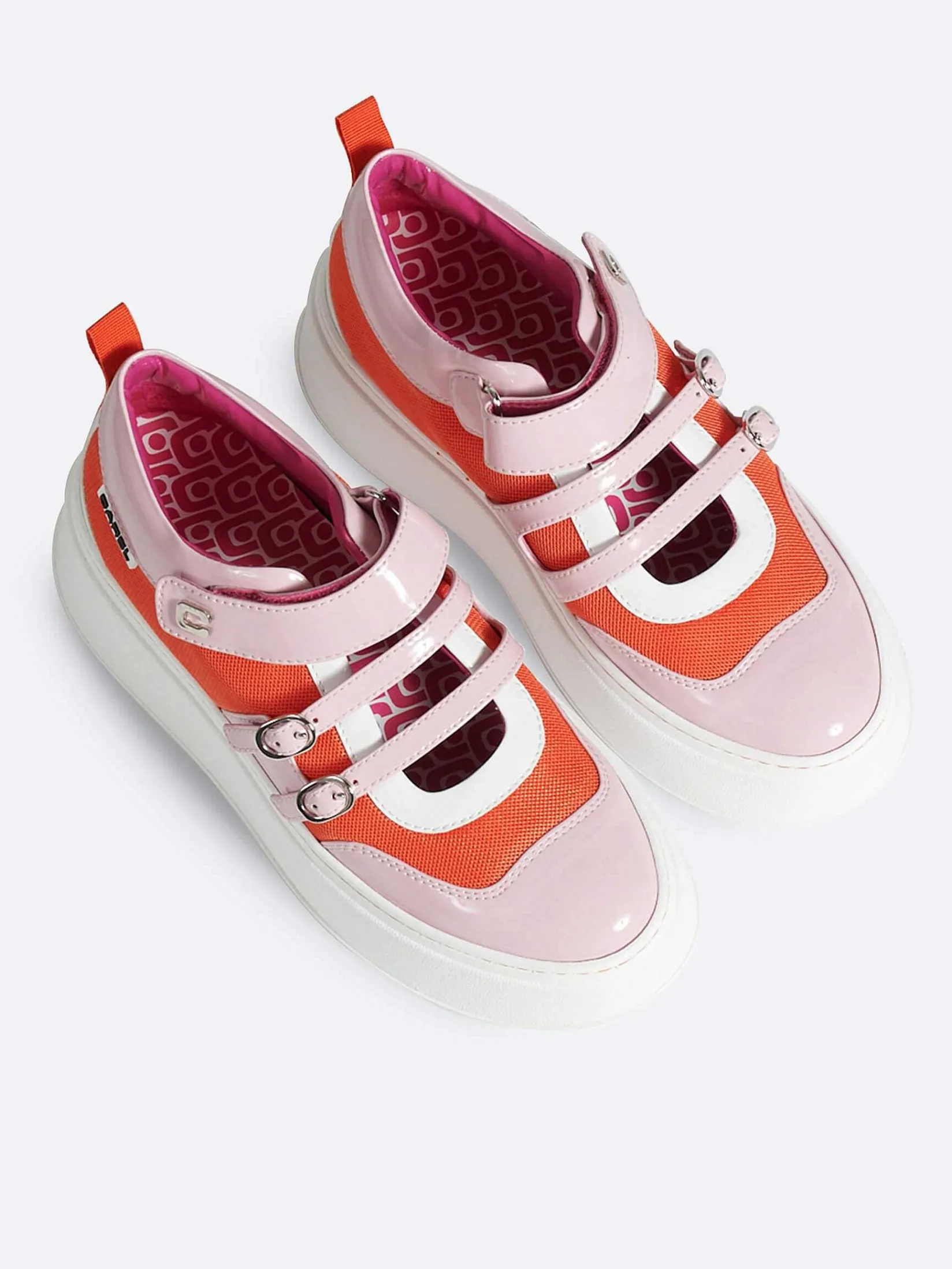 Pink, Orange And Ivory Eco Patent Sneakers-Carel Outlet