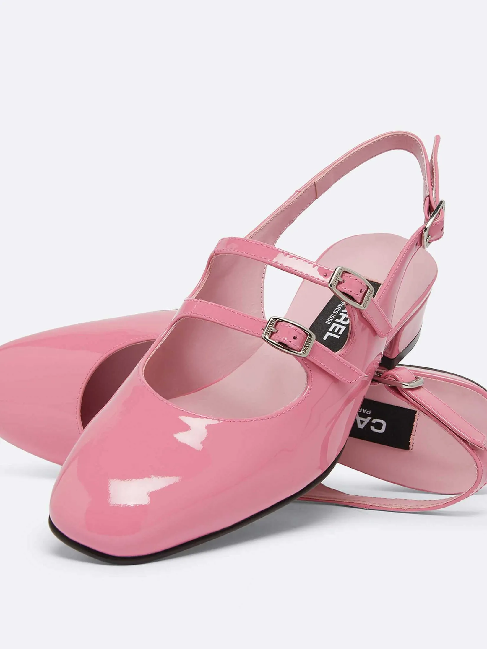 Pink Upcycled Patent Leather Slingback Mary Janes-Carel Best Sale