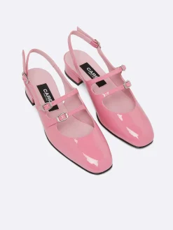 Pink Upcycled Patent Leather Slingback Mary Janes-Carel Best Sale