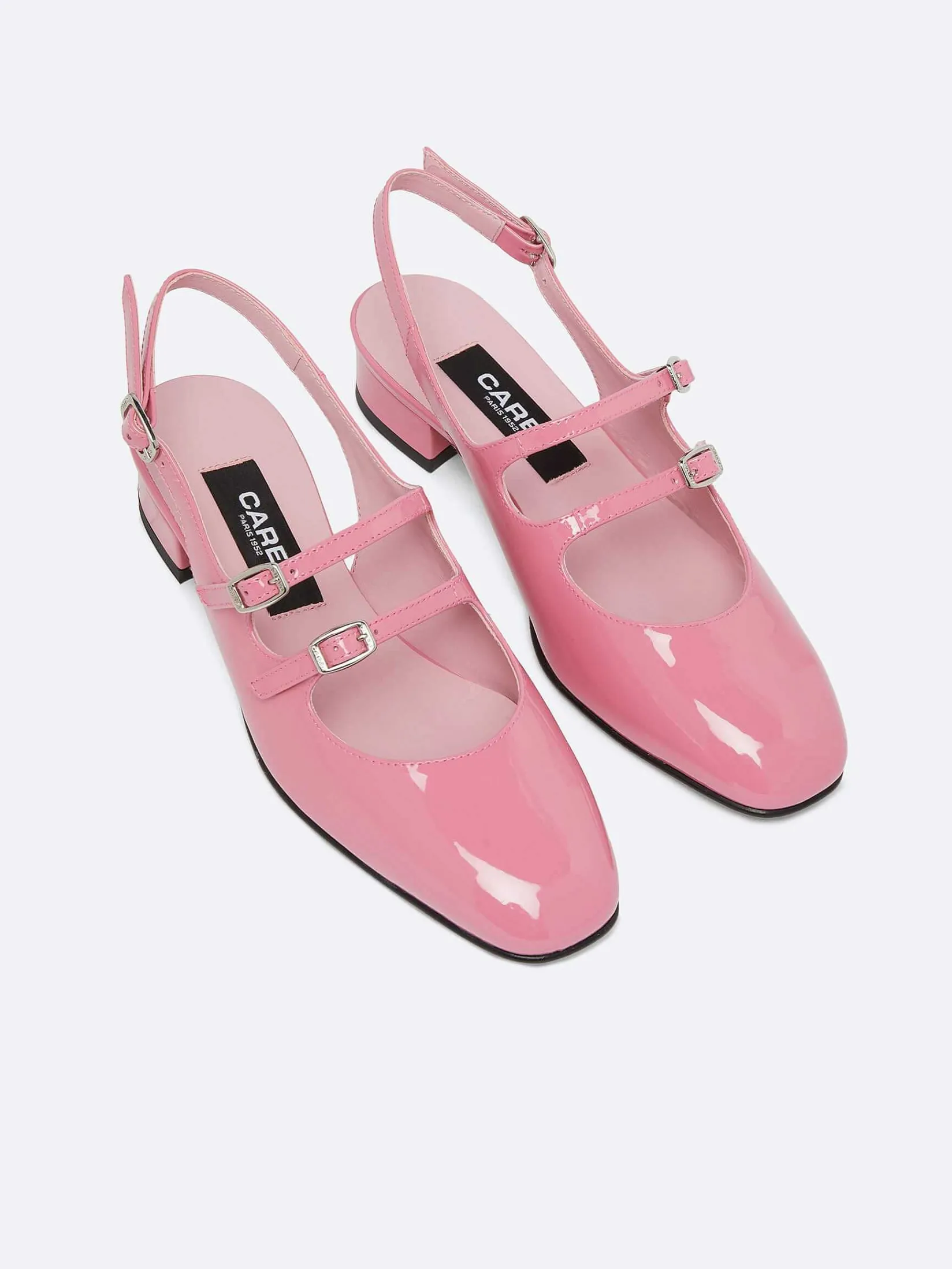Pink Upcycled Patent Leather Slingback Mary Janes-Carel Best Sale