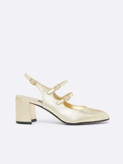 Platinum Leather Laminated Slingback Mary Janes-Carel Discount