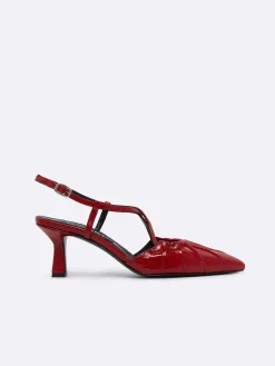 Red Naplack Leather Slingback Pumps-Carel Discount