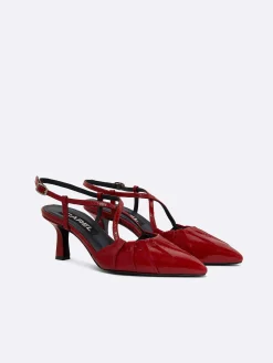 Red Naplack Leather Slingback Pumps-Carel Discount