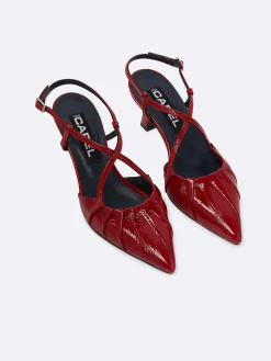 Red Naplack Leather Slingback Pumps-Carel Discount
