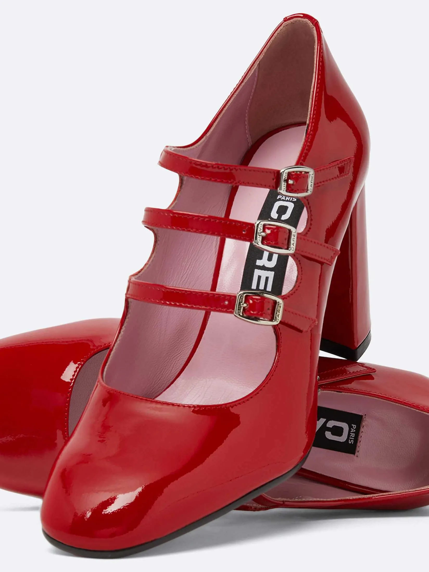 Red Patent Leather Mary Janes Pumps-Carel Discount