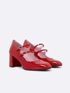 Red Patent Leather Mary Janes Pumps-Carel Flash Sale