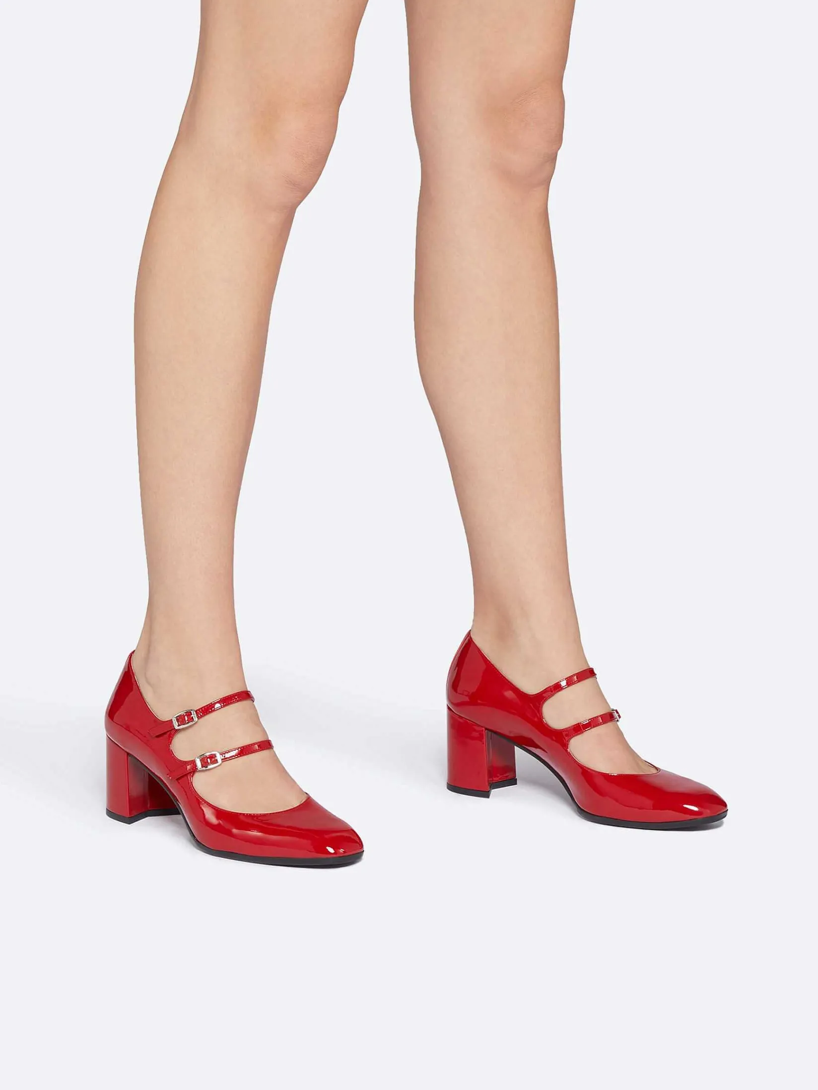 Red Patent Leather Mary Janes Pumps-Carel Flash Sale