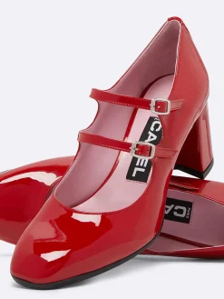 Red Patent Leather Mary Janes Pumps-Carel Flash Sale
