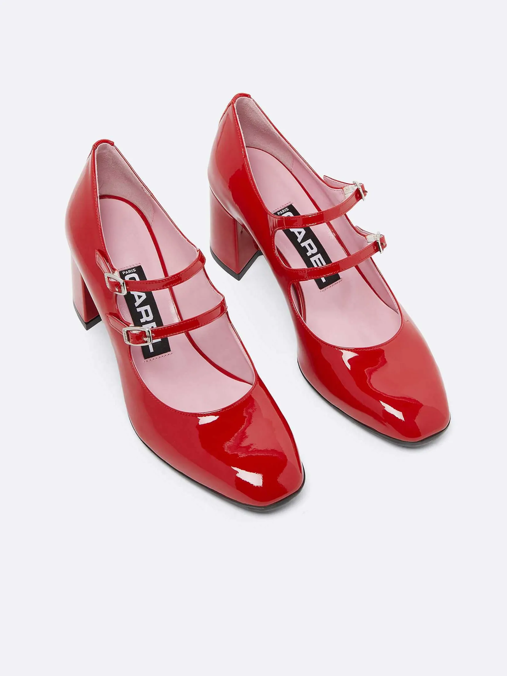 Red Patent Leather Mary Janes Pumps-Carel Flash Sale