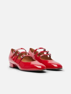 Red Patent Leather Mary Janes Ballet Flats-Carel Best Sale