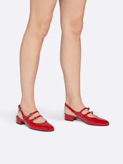 Red Patent Leather Slingback Mary Janes-Carel Sale