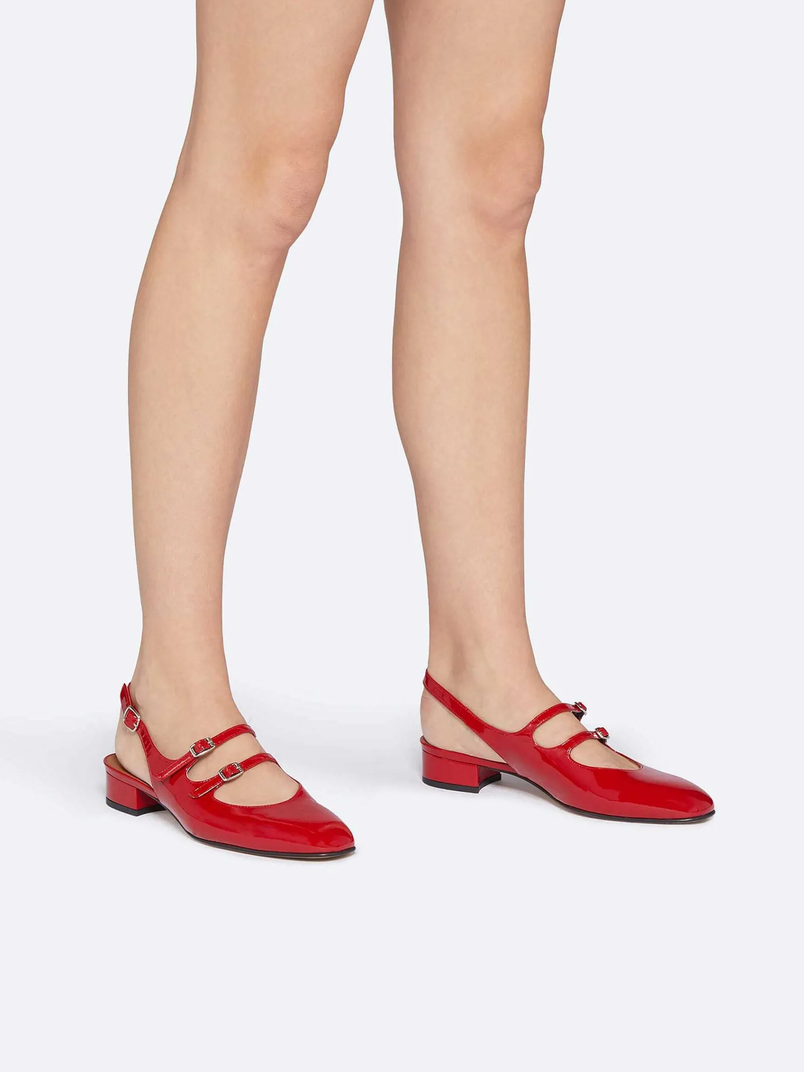 Red Patent Leather Slingback Mary Janes-Carel Sale