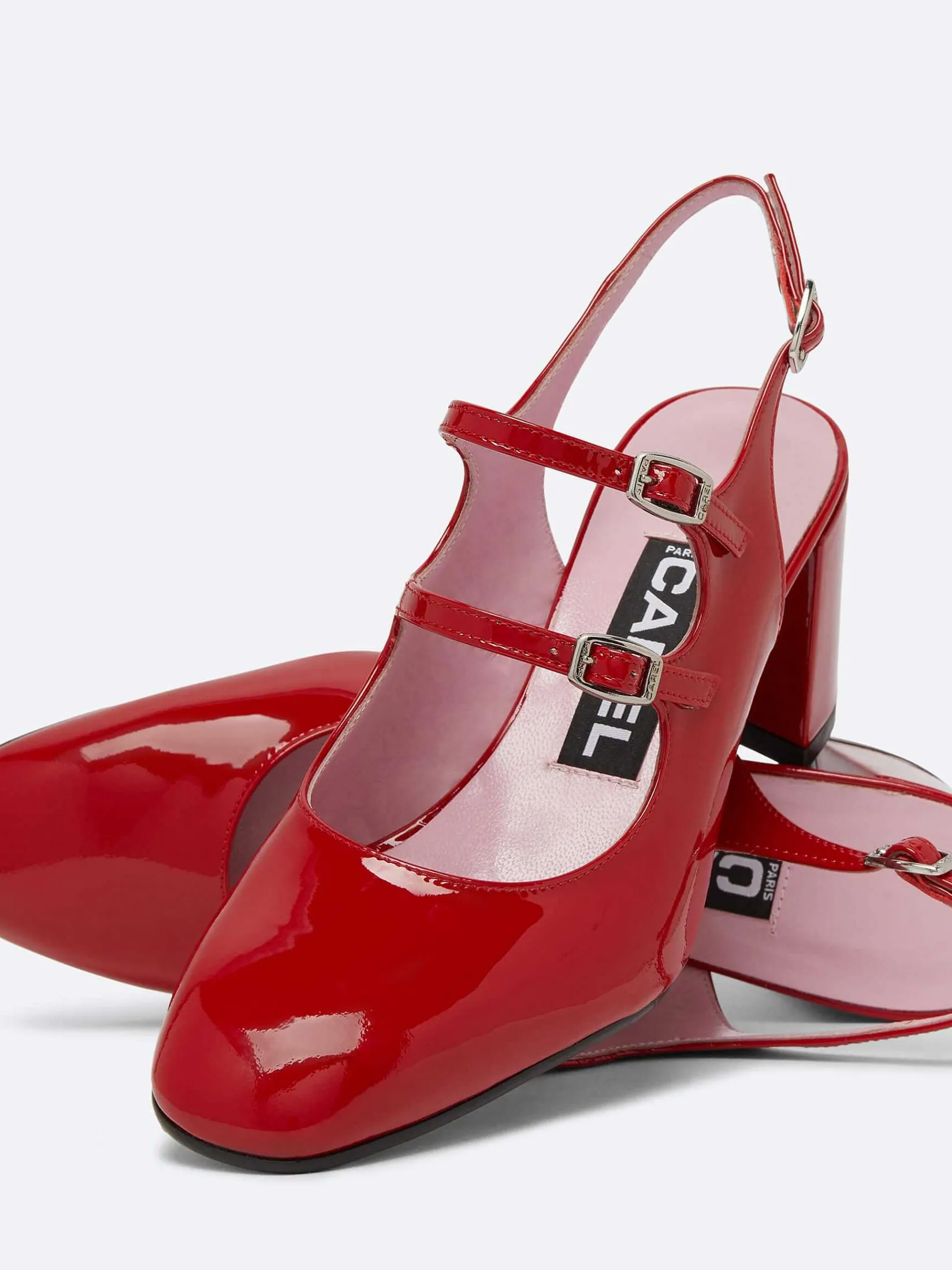 Red Patent Leather Slingback Mary Janes-Carel Fashion