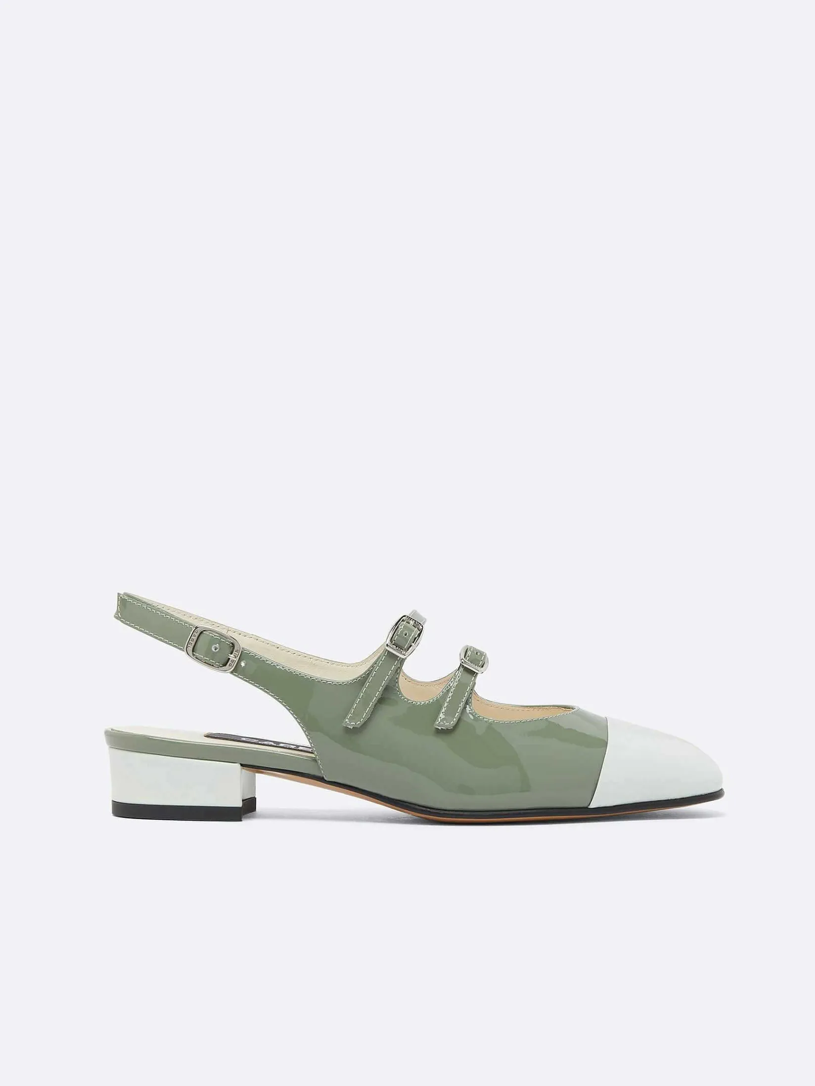 Sage Green And Water Green Patent Upcycled Leather Slingback Mary Janes-Carel Fashion