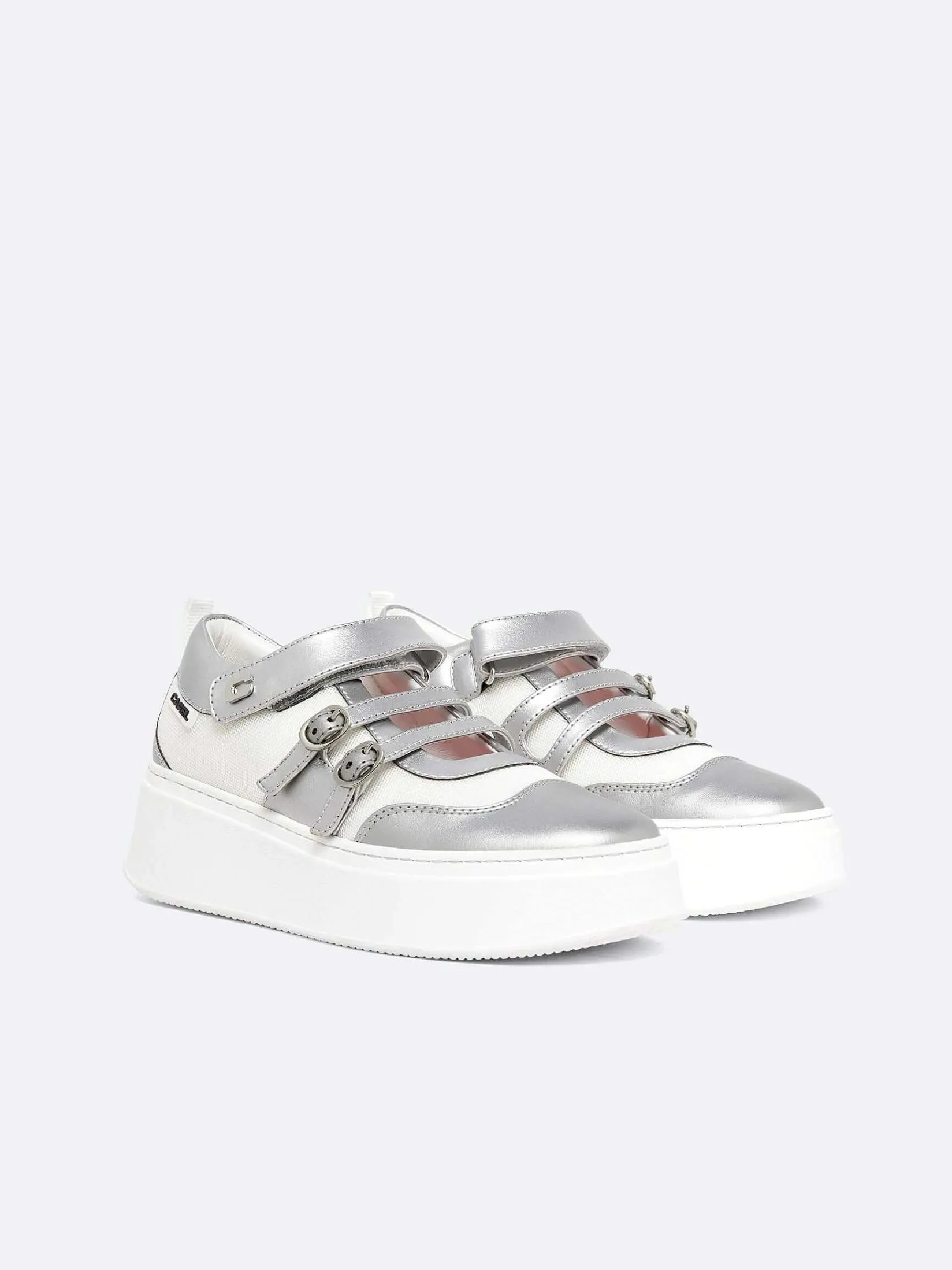 Silver Appleskin And White Mesh Sneakers-Carel Clearance