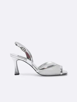 Silver Laminated Leather And Mesh Sandals-Carel Clearance