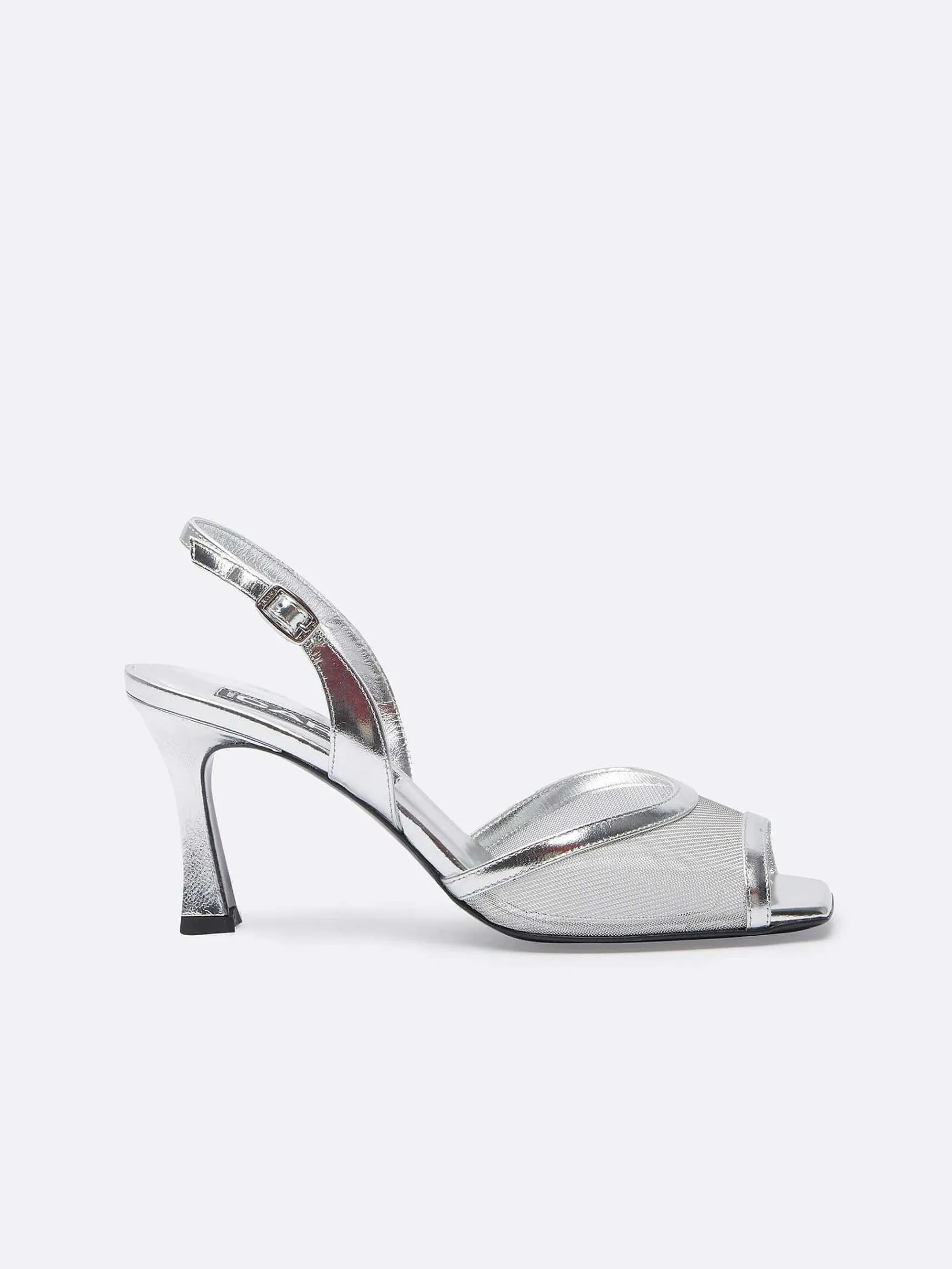 Silver Laminated Leather And Mesh Sandals-Carel Clearance