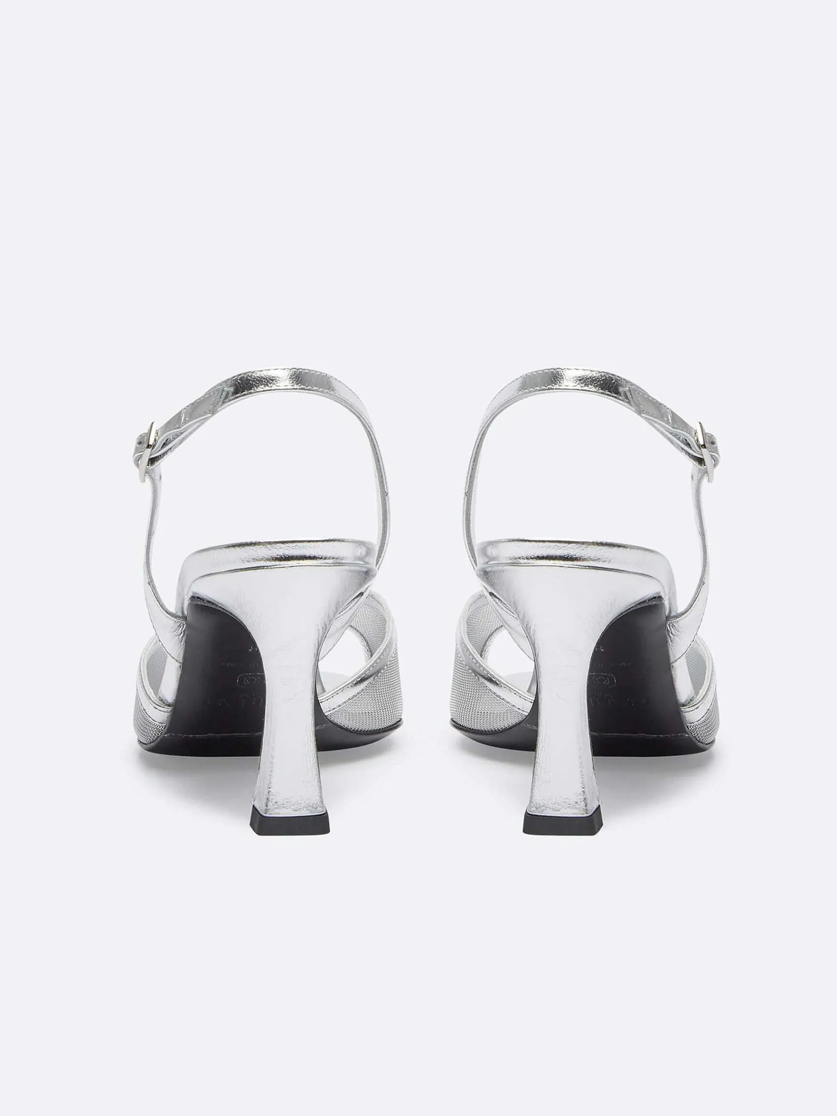 Silver Laminated Leather And Mesh Sandals-Carel Clearance