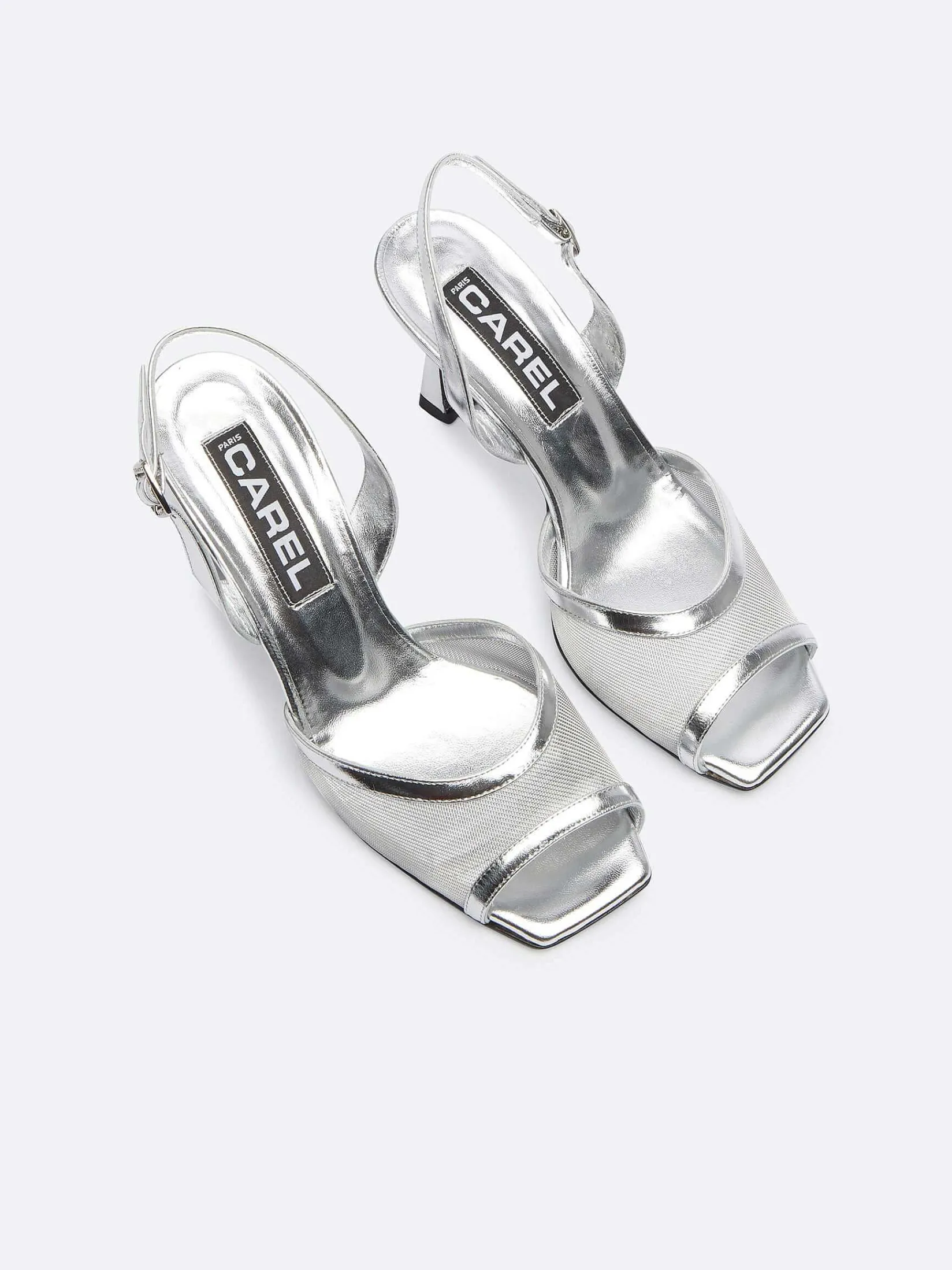 Silver Laminated Leather And Mesh Sandals-Carel Clearance