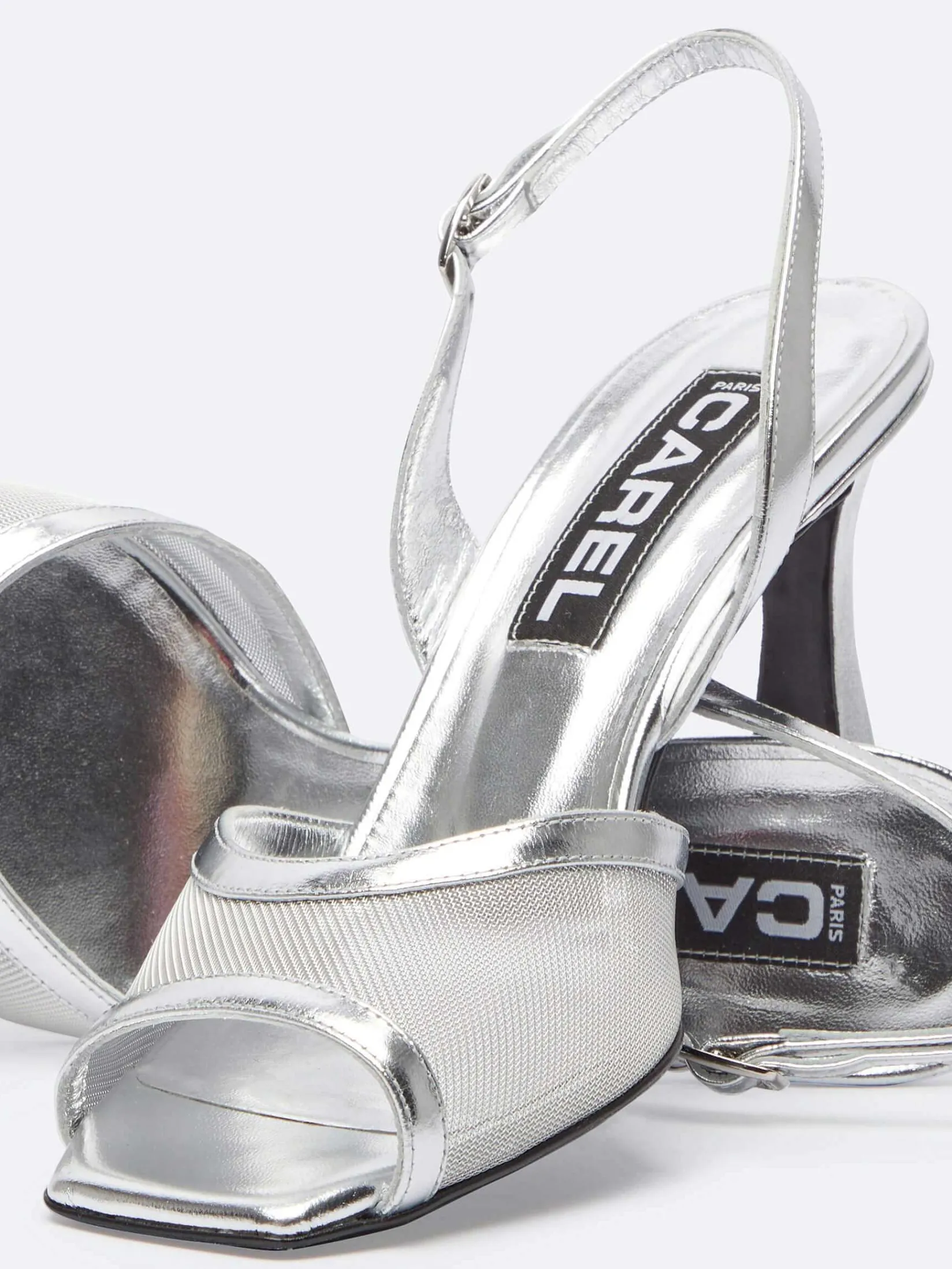 Silver Laminated Leather And Mesh Sandals-Carel Clearance