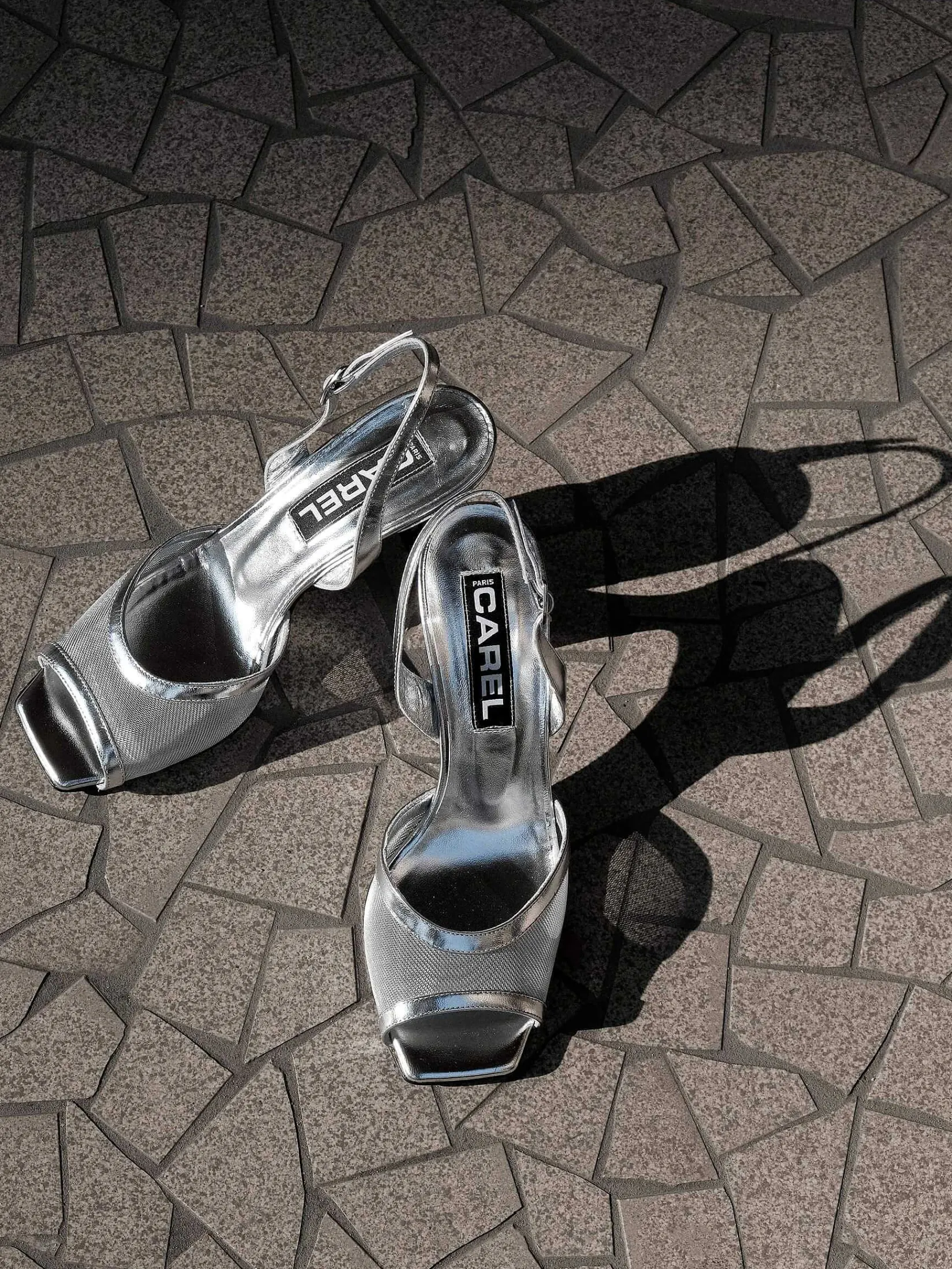 Silver Laminated Leather And Mesh Sandals-Carel Clearance