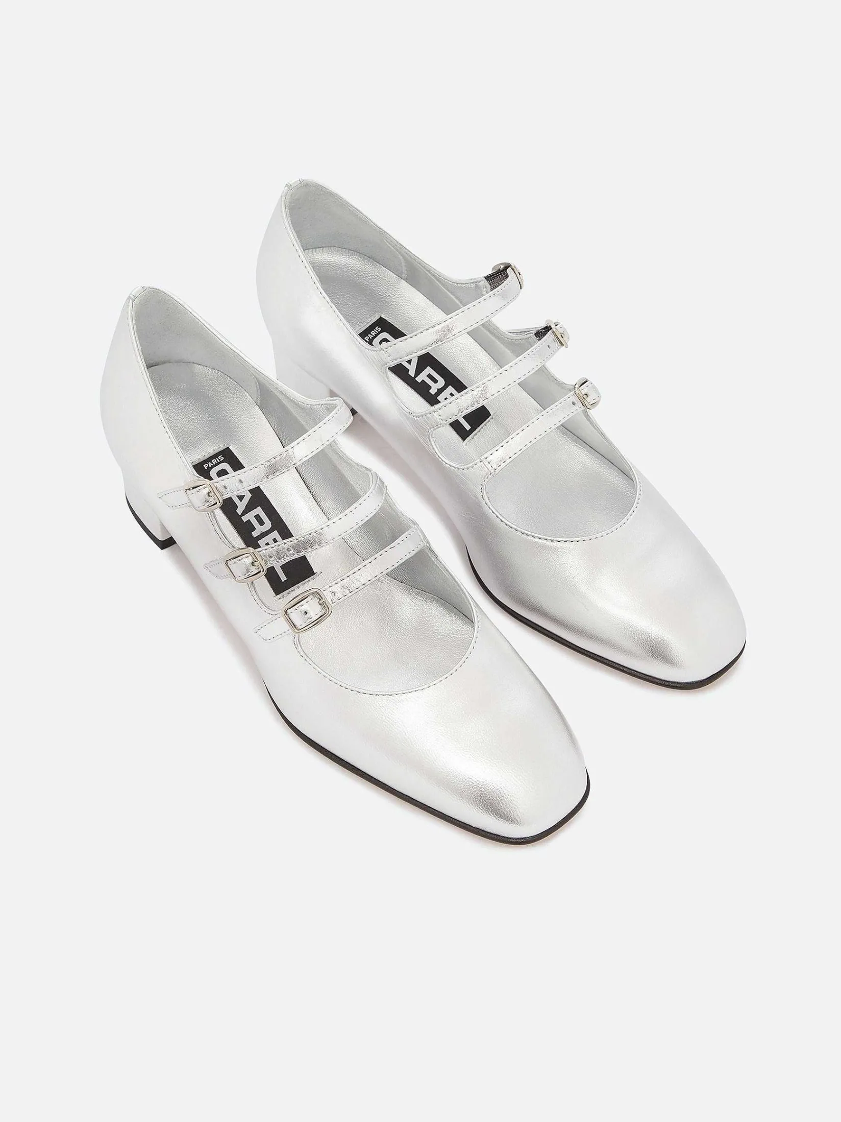 Silver Leather Mary Janes Pumps-Carel Fashion
