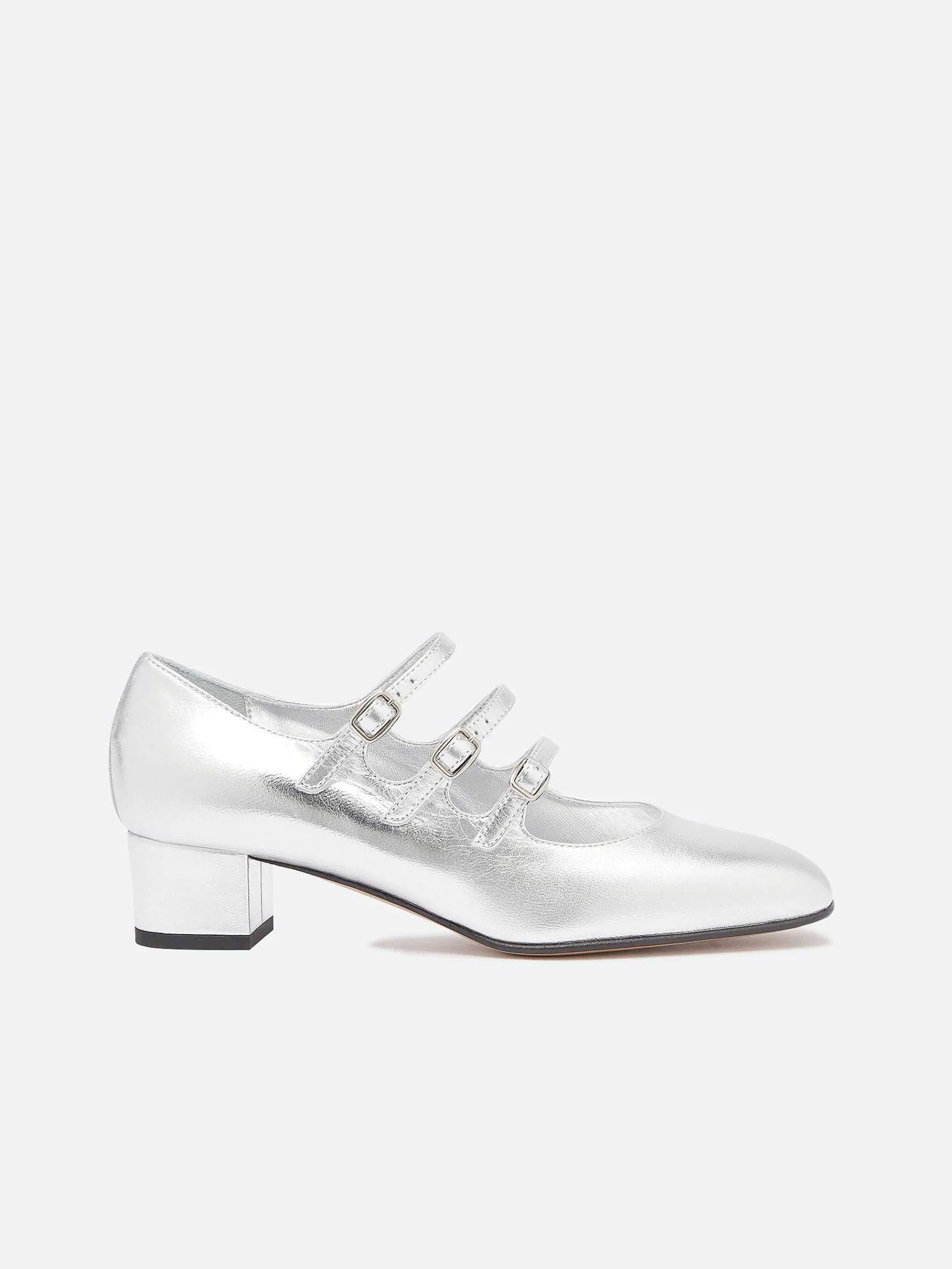 Silver Leather Mary Janes Pumps-Carel Fashion
